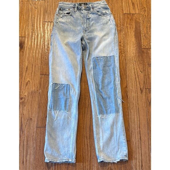 Abercrombie & Fitch Zoe natural rise ankle straight patched jeans 26 long - Picture 10 of 10